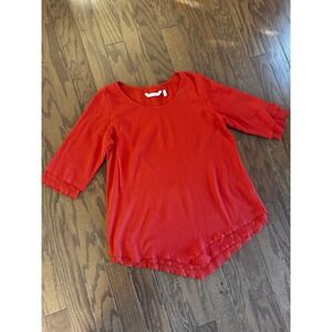 Soft Surroundings Women's Size XS Red Gauze 3/4 Sleeve Tunic‎ Lightweight